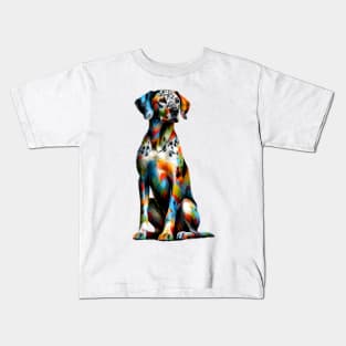 Vibrant Splashed Paint Catahoula Leopard Dog Artwork Kids T-Shirt